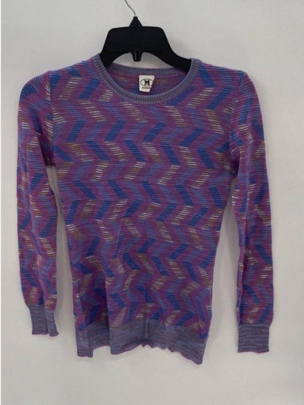 Missoni Chevron Zigzag Knit Pullover Long Sleeve Sweater Multi-Color FR M, US S